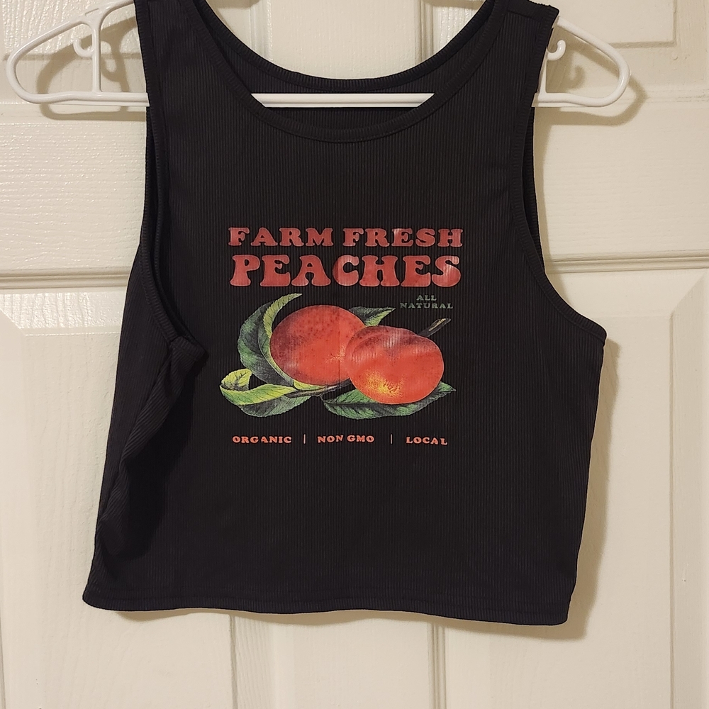 Black Farm Fresh Peaches Tank Top